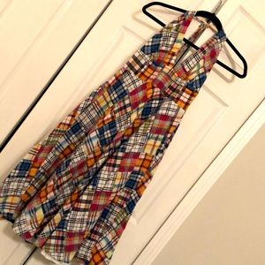 J crew madras plaid halter dress